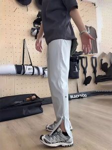 Quần Dài Ống Đứng Mỏng Mùa Hè Ice Silk Nhanh Khô Có Khóa Kéo Quần Dài Thường Ngày Cho Nam Phong Cách Mỹ Quần Dài Công Sở