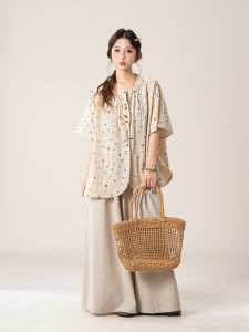 SHANGWEILUO | Retro Polka Dot Short Sleeve Shirt Artsy