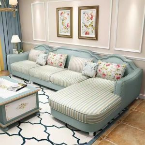 American Style Sofa Country Combination Mediterranean Rural Life Single Double Three-Seater Living Room Sofa Quality Leather