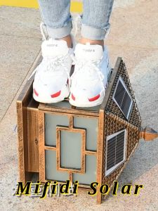 Đèn năng lượng mặt trời trụ cổng họa tiết đôi hạc cao cấp sáng trên 12h chính hãng Mifidi Solar tấm pin Mono lớn - BH VIP 1 năm miễn phí tận nhà