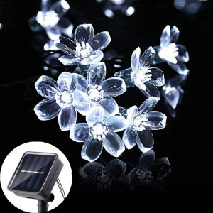LED Cherry Blossom Light Outdoor Solar Sakura String Light Garden Christmas Holiday Wedding Party Shrubbery Street Decoration