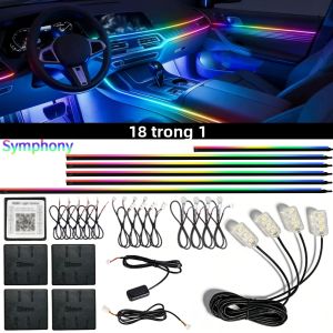Đèn LED Nội Thất Ô Tô Đa Năng 18 Trong 1 RGB 64 Màu Đèn Dải LED Âm Thanh Tích Hợp Acrylic Ẩn Điều Khiển Bằng Ứng Dụng Phù Hợp Với Hầu Hết Các Loại Xe