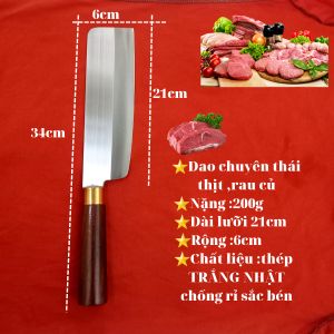 Dao thái thịt chất thép TRẮNG NHẬT chống rỉ sắc bén dáng đẹp kích cỡ vừa vặn dễ dùng
