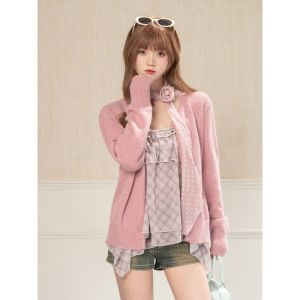 loveheynew | Áo Cardigan Len Quần Cổ Tròn Kiểu Hàn Quốc Oversized Mềm Mại Đa Năng