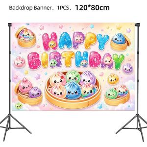 Phim Hoạt Hình Bánh Bao Theo Chủ Đề Sinh Nhật Đồ Dùng Tiệc Bánh Bao Thiết Kế Cốc Giấy Đĩa Khăn Ăn Biểu Ngữ Phông Nền Khăn Trải Bàn Dự Tiệc