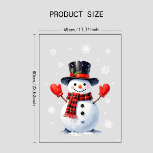 1Pc 45Cm*60Cm Christmas Window Sticker Static Cling Sticker Glass Sticker with Elements Such as Christmas Snowman White Snowflakes and Christmas Hats Suitable for Home Windows Holiday Party Decoration