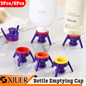 XIUER Bottle Emptying Kit 6Pcs Bottle Pack No More Wasted Product Fits Most Plastic Bottles 3/6Pcs Base Caps 3/6Pcs Adapters Bright Color