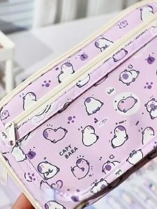 Capybara Pencil Case for Students Cute Large Capacity Stationery Organizer with 9-Layer Multi-Storage Transparent Front Compartment Waterproof Durable Aesthetic Pen Bag Ideal for School Supplies