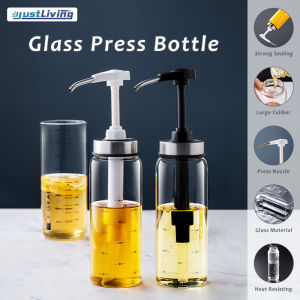 Justliving 300/500ml nước sốt Chai xịt leakproof nhà bếp hộp đựng gia vị dầu ô liu lọ thủy tinh rỗng nước sốt chai cho nước sốt cà chua/mù tạt/dầu/nước sốt nóng/nước sốt Tabasco/Nước Tương/Salad