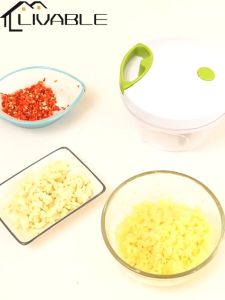 LIVABE Vegetable Crusher Fruit Meat Grinder Manual Speedy Chopper Garlic Hand Blender Onion Cutter