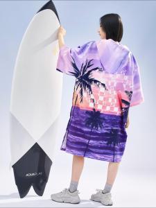 AquaPlay Sunset Style Hooded Poncho Rash Guard Windproof Quick-Dry Water-Absorbent Surf Beach Robe