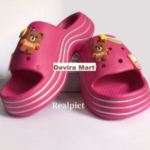 Sandal Jelly Fuji Wanita Ringan Motif Bear Eva Outdoor Tebal Rumah Lembut Cartoon Lucu Empuk Baim
