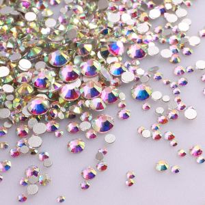 Hot Selling Custom Crystal AB Mix Sizes SS6-SS20 1440 pcs Non Hotfix Flat Back Glass Rhinestones For Nail Art