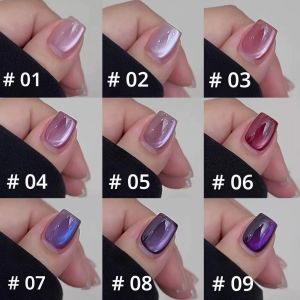 MN 1-9pcs 12Ml เล็บสีม่วง Cats Eye Gel เล็บ Fire 9 สี Cats Eye Series องุ่นสีม่วงเล็บสําหรับเล็บและนิ้วเท้า