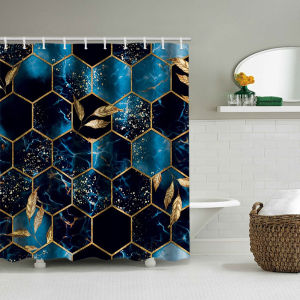 1/4 Geometric grid shower Curtains Toilet Seat Decoration Shower Curtain with Carpet and Toilet Lid 12 70.8x70.8 inch Hooks