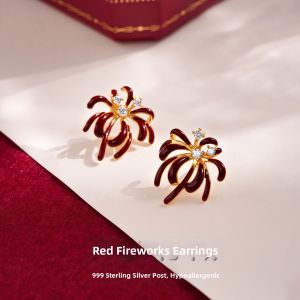 Lnieer | Sterling Silver 999 Sparkling Firework Earrings Women