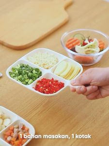 Angola Piring Persiapan Bumbu Masak Mini 4 Sekat L04 Wadah Saos Bumbu Racik/Food Preparation Plate