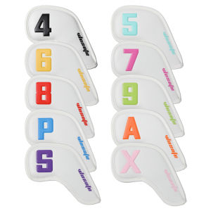 10Pcs Golf Iron Head Covers Colorful Number Design PU Leather Durable Wear Resistant Extended Full Protection Golf Club Cover