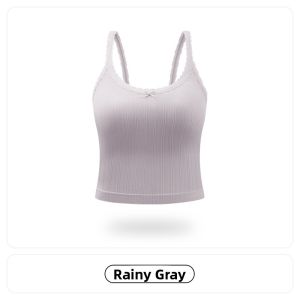Miiow | Cat Lady Lace Trim U-Neck Strap Vest Women Summer Inner Wear Short Style Top Fashionable Versatile Slim Fit Pure Desire Color