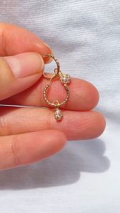 Anting bulat emas asli kadar 700 70 16k rosegold gantung permata bola ukir kilat simple mewah giwang kerabu ringan 1 gram anak wanita