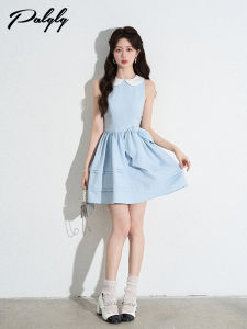 Palglg | Chic Little Collar Blue Sleeveless Dress