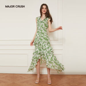 Romantic French Elegant Floral Slimming Dress