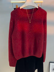 QINGNAER | Plus Size Soft and Cozy Red Knit Sweater