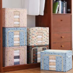 Túi Đựng Chăn Màn Quần Áo Khung Thép Lắp Ghép Đa Năng Tiện Lợi 80L