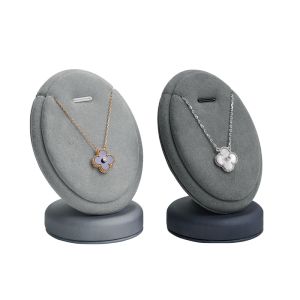 Oirlv Leather Necklace Display Stand Jewelry Organizer Holder Pendant Storage Rack Jewelry Showcase Display Props PU065