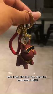 Móc Khóa Chó Bull Đeo Kính Cute Siêu Ngầu LINDO - Móc Khóa Dễ Thương Xinh Xắn Treo Balo Cặp