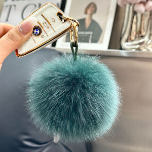 Adorable Fox Fur Ball Car Keychain Couple Book Bag Hanging Ornament Soft Plush Ball Accessory for Bag Lovers And Fashionistas