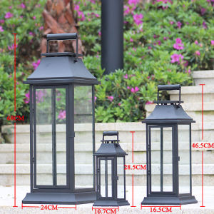 Electronic Candle Lamp Iron Art Glass Floor Lamp Vintage Chinese Handheld Windproof Candlestick Outdoor Courtyard Candle Holder