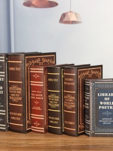 ตกแต่งบ้านสไตล์ย้อนยุค กล่องหนังสือปลอมไม้ กล่องจัดระเบียบ กล่องหนังสือสำหรับจัดแสดงในห้องนิทรรศการ กล่องจัดระเบียบสำหรับจัดวางของในชั้นวางหนังสือ