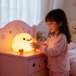 Cute DoDo Duck LED Night Light Touch-Sensitive Dimmable Rechargeable Silicone Bedside Lamp for Nursery Bedroom