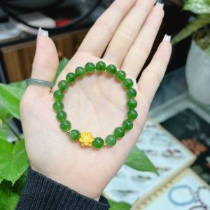 Q583 Vòng Ngọc Bích 8li xanh tươi đều màu k ruồi quá vip mix hoa sen V24k 2 bi v10k không kén mệnh - Phong Thuỷ TUDO P