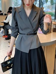 Elegant Early Spring Womens Suit Set Waist-Cinching Jacket Dress Two-Piece Ensemble Professional Commute Long Sleeve Slim Fit
