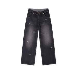 Bow Embroidery Straight Leg Jeans