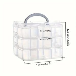 3 ชั้น STACKABLE Storage Organizer กล่อง 18 ช่องปรับได้Snap-Lock คอนเทนเนอร์พลาสติกโปร่งใสสําหรับของเล่นJewelr