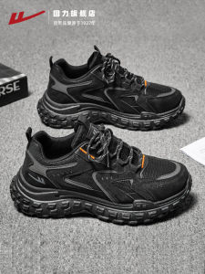 Mens Running Sports Casual Dad Shoes Comfortable Soft Bottom Breathable Trendy Tire Bottom Youth Synthetic Leather Lace-Up