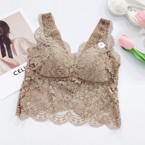 เซ็กซี่ลูกไม้Backless Bralette Topหน้าอกPadชุดชั้นในสตรีTank Topสําหรับฤดูร้อนNonslipไม่มีรอยต่อการออกแบบ