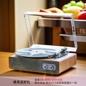 AUNETS Black Vinyl Record Player Retro Gramophone Bluetooth Speaker Integrated Machine European Style Turntable Holiday Gift