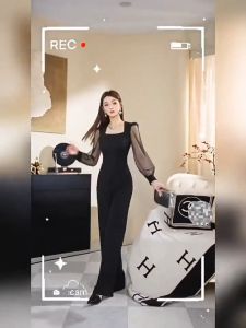 Jumpsuit Dáng Dài Tay Voan Cổ Vuông Cao Cấp - Glady G336 - Jump Dáng Dài Quần Ống Rộng Cao Cấp Jumpsuit Đồ Liền Thân Xinh Xắn