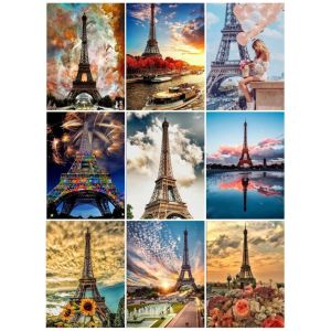 Yumart 5D Diamond Painting by Number Full Square Landscape Cross Stitch Embroidery Eiffel Tower Rhinestones Art Hobby Gifts