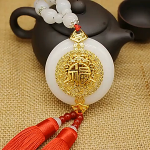 Khánh treo xe ô tô chữ phúc khánh treo kính hậu trang trí ô tô mặt dây chuyền ngọc bội