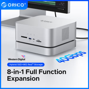 เคสข้อมูล ORICO Data Matrix 40Gbps Enclosure 8 In 1 Dock พร้อม4TB SATA 3.0 WD ฮาร์ดดิสก์ไดรฟ์2TB NVMe SSD สำหรับ M1 Macmini M2 M3พอร์ต CF การ์ดความจำ DP 8K 30Hz