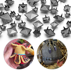 20-50pcs/lot Fashion Gunblack Square Claw Button Nailheads Pyramid Rivet For Luggage Bags Clothes Leathercraft Accessories