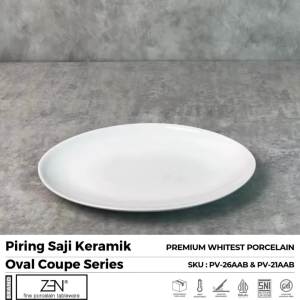 ZEN Piring Saji Keramik Oval Coupe White HORECA Isi 1