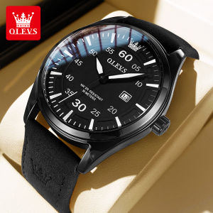 OLEVS watch for mens original waterproof leather strap casual fashion watches digital luminous calendar with gift box relo for men