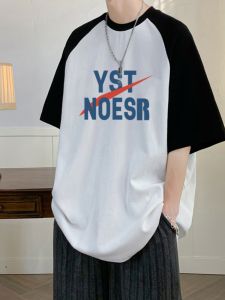 Áo Thun Cotton Tay Ngắn Mùa Hè Cho Nam Dáng Rộng in Họa Tiết Thời Trang Đường Phố Mỹ Tay Lửng Thường Ngày Thoáng Khí