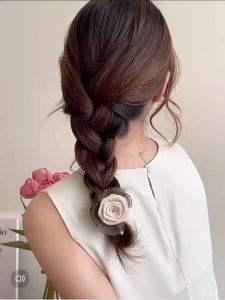 JCAAAP Chinese Style Retro Rose Elastic Hair Band Ponytail Flower Hair Rope Fashion Design Hair Accessories